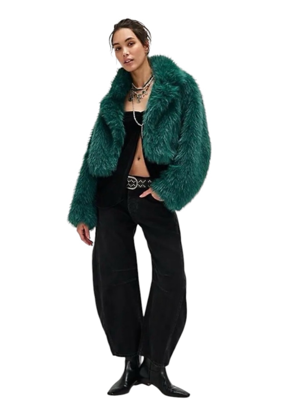 FREE PEOPLE Paris Cropped Faux Fur Jacket OVERSIZED XS PTP 21” $148